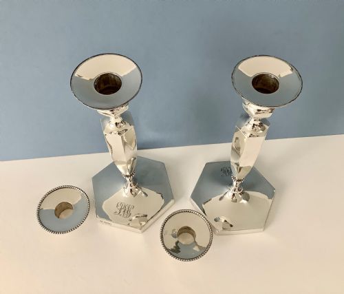 PAIR OF ELEGANT SILVER CANDLESTICKS - ADDITIONAL PHOTO 2