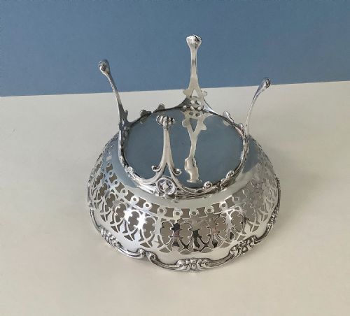 ANTIQUE SILVER RAISED SWEETMEAT BASKET - ADDITIONAL PHOTO 5
