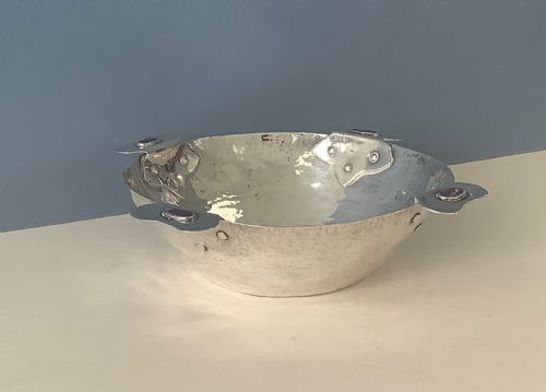 ANTIQUE SILVER ARTS CRAFTS HAMMERED BOWL - ADDITIONAL PHOTO 3