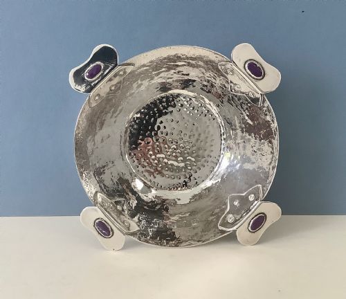 ANTIQUE SILVER ARTS CRAFTS HAMMERED BOWL - ADDITIONAL PHOTO 4