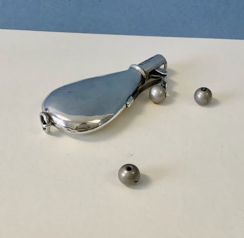 ANTIQUE SILVER NOVELTY POWDERFLASK BUTT MARKER - ADDITIONAL PHOTO 1