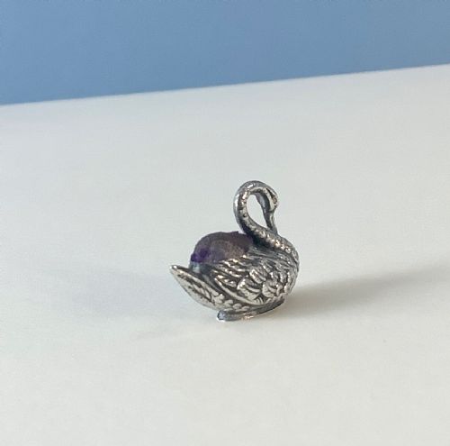 ANTIQUE SILVER MINIATURE PIN CUSHION SWAN - ADDITIONAL PHOTO 3