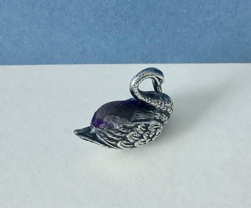 ANTIQUE SILVER MINIATURE PIN CUSHION SWAN - ADDITIONAL PHOTO 5