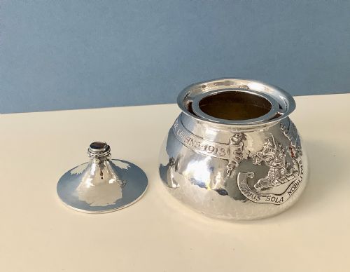 ANTIQUE SILVER ARTS CRAFTS BOX OMAR RAMSDEN - ADDITIONAL PHOTO 2