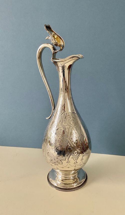 ANTIQUE SILVER CLARET JUG VICTORIAN - ADDITIONAL PHOTO 2