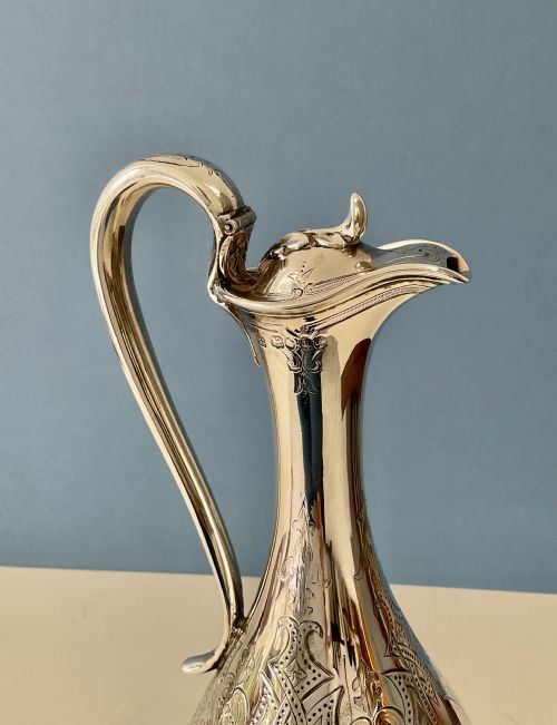 ANTIQUE SILVER CLARET JUG VICTORIAN - ADDITIONAL PHOTO 3