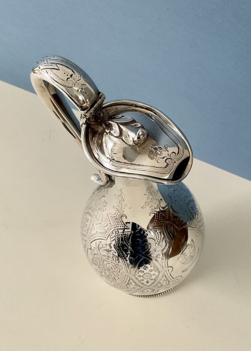 ANTIQUE SILVER CLARET JUG VICTORIAN - ADDITIONAL PHOTO 4
