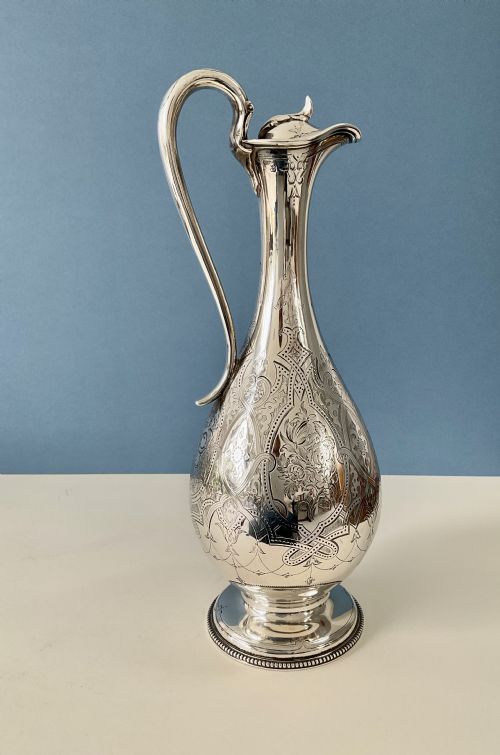 ANTIQUE SILVER CLARET JUG VICTORIAN - ADDITIONAL PHOTO 6