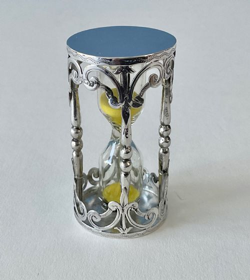 ANTIQUE EDWARDIAN SOLID SILVER EGG TIMER - ADDITIONAL PHOTO 2
