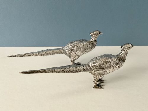 PAIR OF SOLID SILVER PHEASANT PEPPERS - ADDITIONAL PHOTO 2