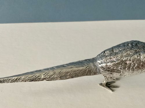 PAIR OF SOLID SILVER PHEASANT PEPPERS - ADDITIONAL PHOTO 3