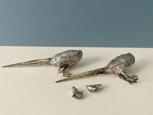 PAIR OF SOLID SILVER PHEASANT PEPPERS - ADDITIONAL PHOTO 4