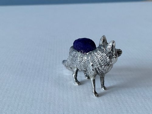 ANTIQUE SILVER NOVELTY PIN CUSHION FOX - ADDITIONAL PHOTO 1
