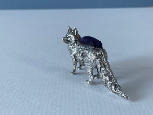 ANTIQUE SILVER NOVELTY PIN CUSHION FOX - ADDITIONAL PHOTO 3