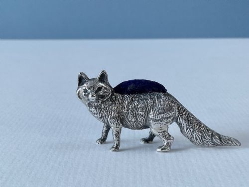 ANTIQUE SILVER NOVELTY PIN CUSHION FOX - ADDITIONAL PHOTO 4