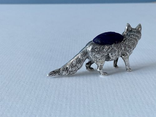 ANTIQUE SILVER NOVELTY PIN CUSHION FOX - ADDITIONAL PHOTO 5