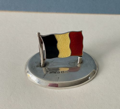 SET OF 4 WW1 SILVER AND ENAMEL FLAG MENU HOLDERS - ADDITIONAL PHOTO 4