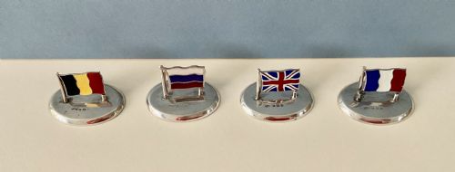SET OF 4 WW1 SILVER AND ENAMEL FLAG MENU HOLDERS - ADDITIONAL PHOTO 9