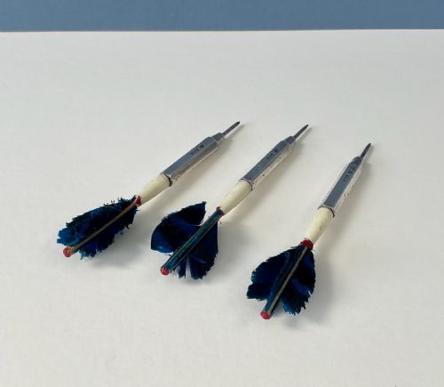 BOXED SET OF ANTIQUE SOLID SILVER DARTS - ADDITIONAL PHOTO 3