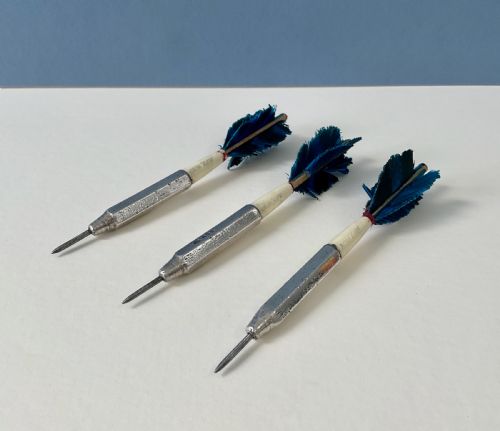 BOXED SET OF ANTIQUE SOLID SILVER DARTS - ADDITIONAL PHOTO 4