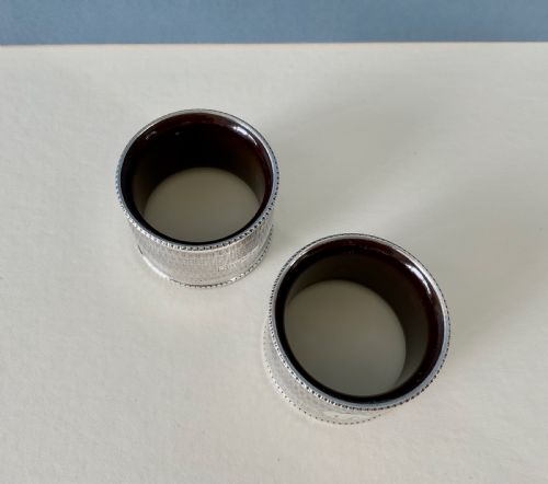 PAIR OF ANTIQUE SOLID SILVER NAPKIN RINGS - ADDITIONAL PHOTO 2
