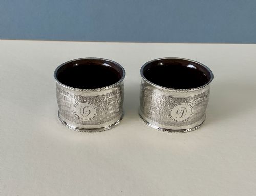 PAIR OF ANTIQUE SOLID SILVER NAPKIN RINGS - ADDITIONAL PHOTO 4