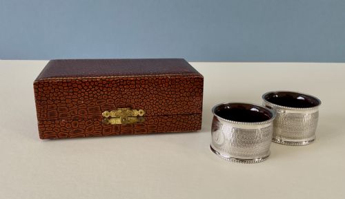 PAIR OF ANTIQUE SOLID SILVER NAPKIN RINGS - ADDITIONAL PHOTO 7
