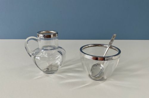 antique edwardian silverrimmed jug and bowl - CATEGORY: ANTIQUE GLASS - DATED EDWARDIAN