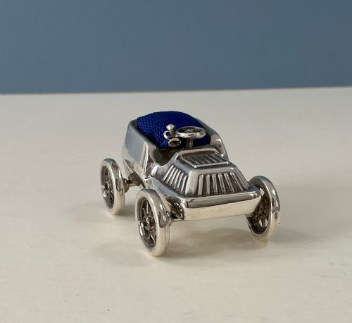 ANTIQUE SILVER NOVELTY PIN CUSHION CAR - ADDITIONAL PHOTO 1