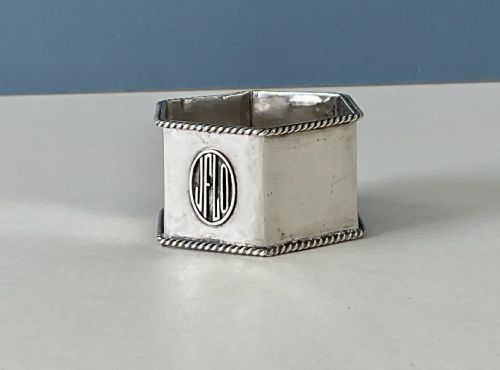 antique silver arts crafts napkin ring sybil dunlop - CATEGORY: ANTIQUE SILVER - DATED 1930