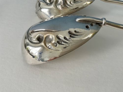 PAIR OF ANTIQUE SILVER SALAD SERVERS - ADDITIONAL PHOTO 5