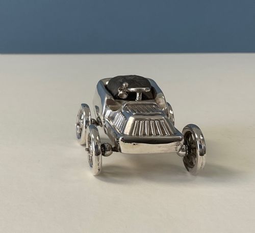 ANTIQUE NOVELTY SILVER PIN CUSHION CAR - ADDITIONAL PHOTO 1