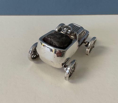 ANTIQUE NOVELTY SILVER PIN CUSHION CAR - ADDITIONAL PHOTO 6