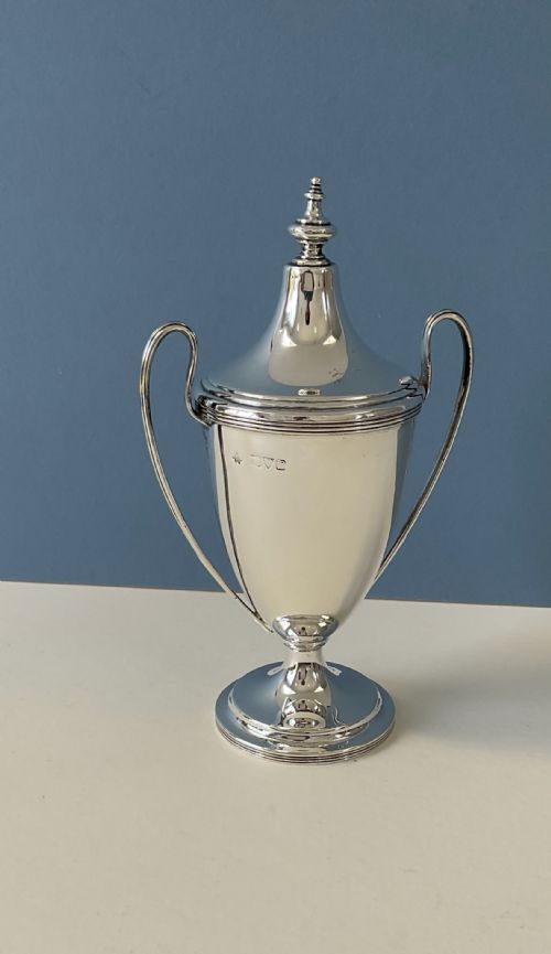 ANTIQUE SOLID SILVER UNENGRAVED TROPHY - ADDITIONAL PHOTO 1