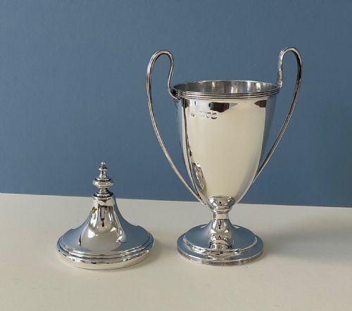 ANTIQUE SOLID SILVER UNENGRAVED TROPHY - ADDITIONAL PHOTO 3