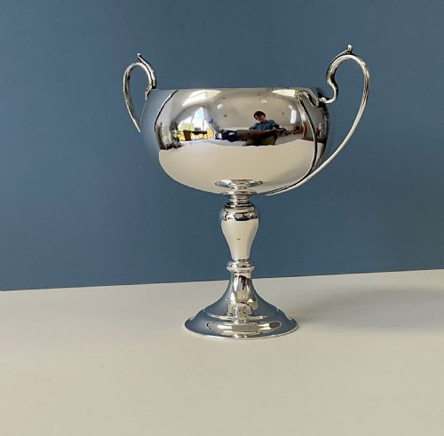 ANTIQUE SOLID SILVER UNENGRAVED TROPHY - ADDITIONAL PHOTO 5