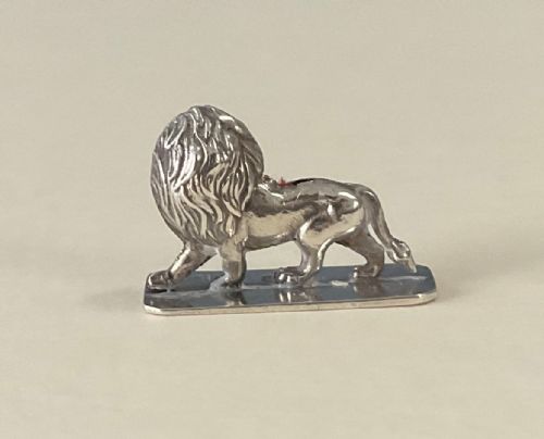 MINIATURE ANTIQUE SILVER PIN CUSHION LION - ADDITIONAL PHOTO 1