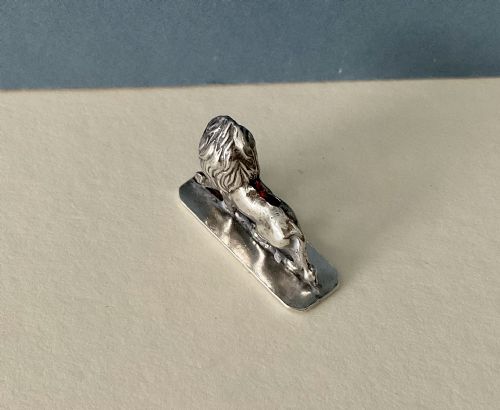 MINIATURE ANTIQUE SILVER PIN CUSHION LION - ADDITIONAL PHOTO 4
