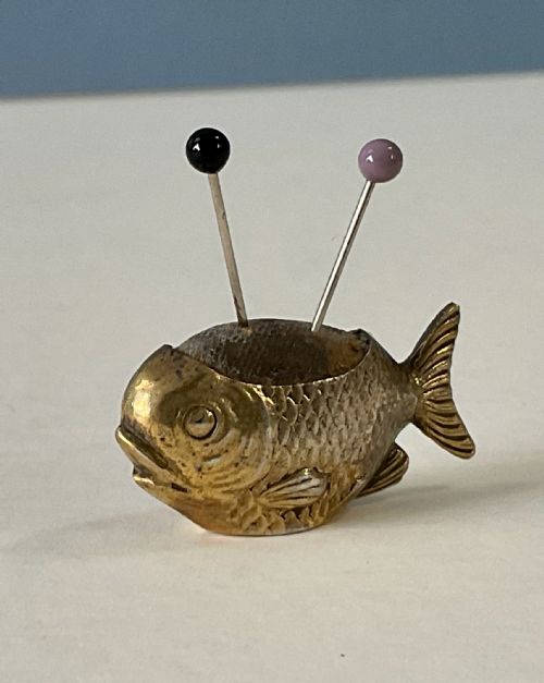 RARE ANTIQUE SILVER GOLDFISH PIN CUSHION - ADDITIONAL PHOTO 6