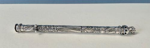 ANTIQUE ORNATE SILVER SEALING WAX HOLDER - ADDITIONAL PHOTO 1