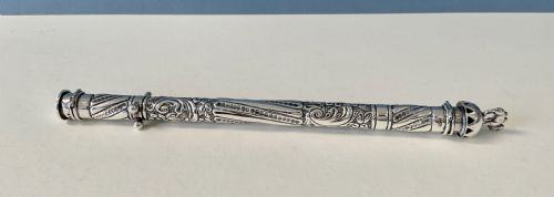 ANTIQUE ORNATE SILVER SEALING WAX HOLDER - ADDITIONAL PHOTO 2