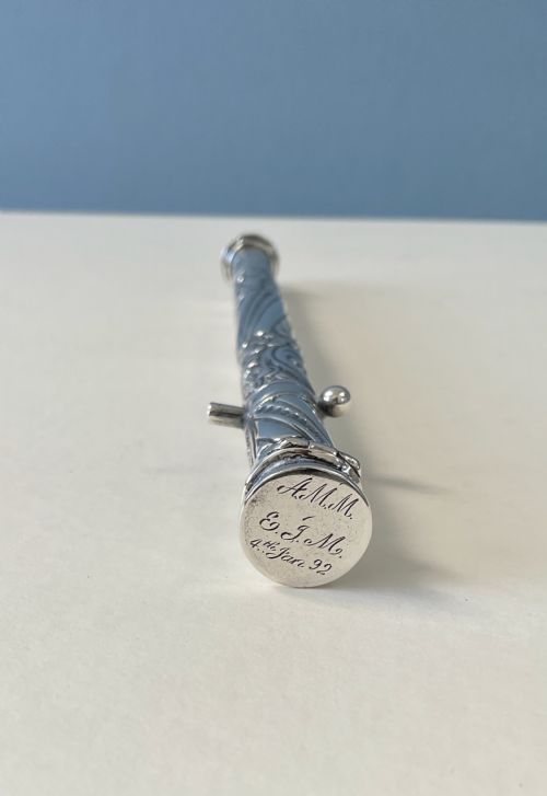 ANTIQUE ORNATE SILVER SEALING WAX HOLDER - ADDITIONAL PHOTO 7