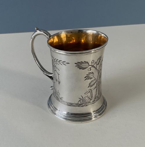 ANTIQUE SILVER 'BADMINTON' GILDED MUG - ADDITIONAL PHOTO 3