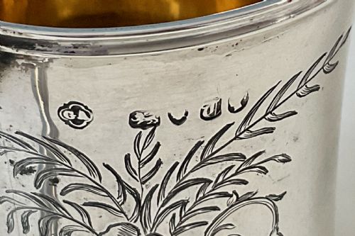 ANTIQUE SILVER 'BADMINTON' GILDED MUG - ADDITIONAL PHOTO 4
