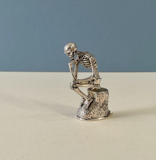 ANTIQUE SILVER MEMENTO MORI SKELETON VESTA - ADDITIONAL PHOTO 1