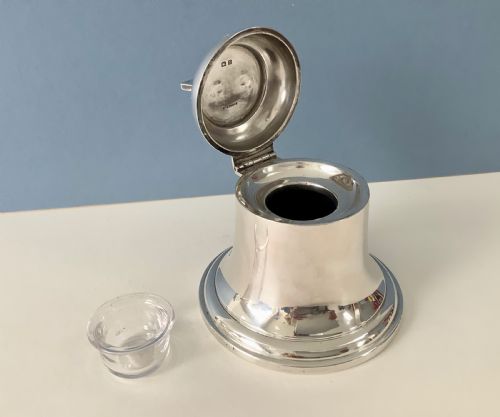 ANTIQUE ART DECO SILVER BELL INKWELL 1932 - ADDITIONAL PHOTO 2