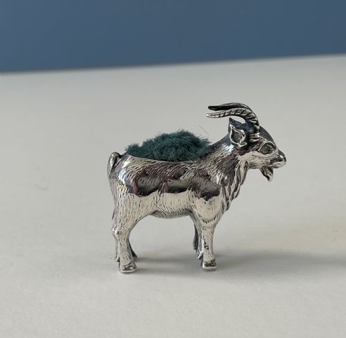 ANTIQUE SILVER NOVELTY PIN CUSHION MINI GOAT - ADDITIONAL PHOTO 2