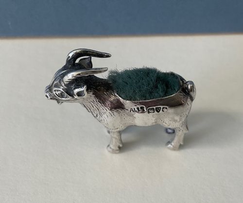 ANTIQUE SILVER NOVELTY PIN CUSHION MINI GOAT - ADDITIONAL PHOTO 5