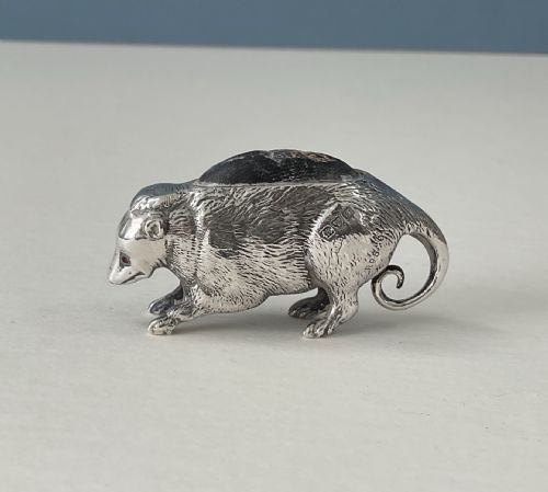 antique silver pin cushion possum - CATEGORY: ANTIQUE SILVER - DATED EDWARDIAN