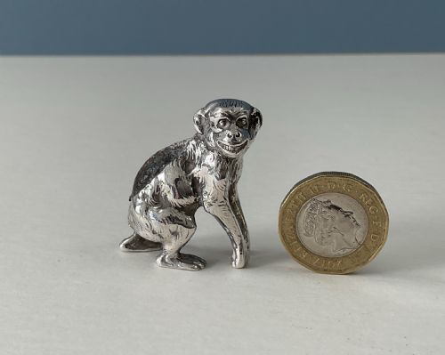 RARE ANTIQUE SILVER PIN CUSHION MONKEYAPE - ADDITIONAL PHOTO 5